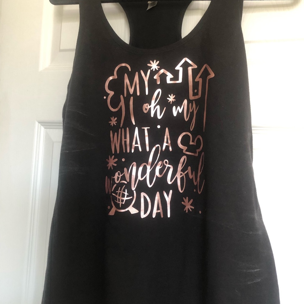 DISNEY Black racerback tank My Oh My What a Wonderful Day